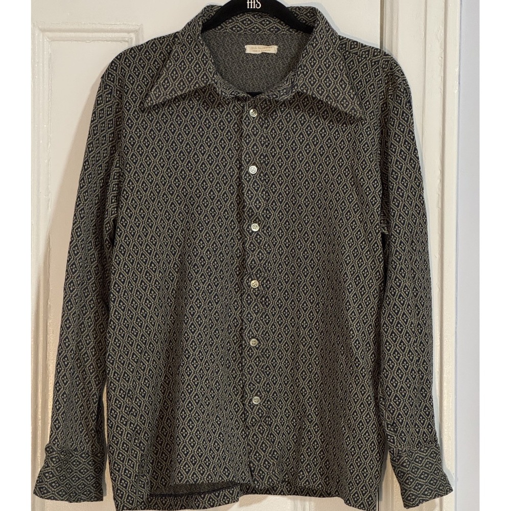 Vintage Men's Button Up Shirt Polyester Small